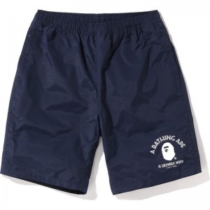 Men Bape Nylon Beach Shorts Shorts Navy USA | WR7728578