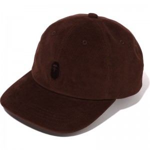 Men Bape One Point Corduroy 6panel Cap Caps Brown USA | AW0201221