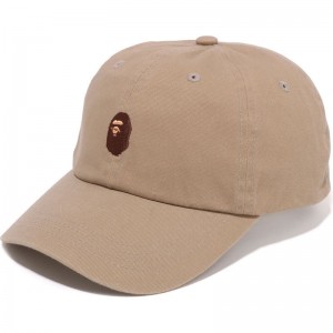 Men Bape One Point Panel Cap Caps Beige USA | HR6079309