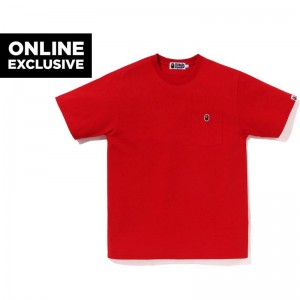 Men Bape One Point Pocket Tee Bapec Cut And Sewn Red USA | FI9747877