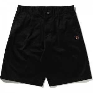 Men Bape One Point Wide Fit Chino Shorts Shorts Black USA | HH8716276