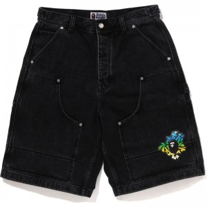 Men Bape Patch 2 Tone Washed Work Shorts Shorts Black USA | EF8180810