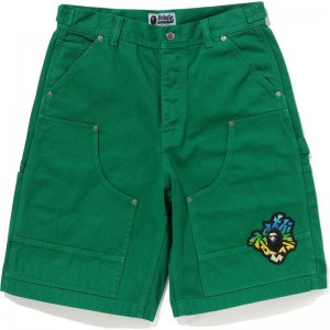 Men Bape Patch 2 Tone Washed Work Shorts Shorts Green USA | JU3071001