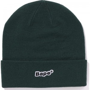 Men Bape Patch Knit Cap Caps Green USA | XP4104814