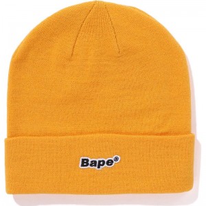 Men Bape Patch Knit Cap Caps Yellow USA | NZ2110610