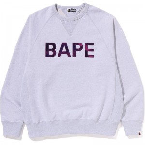 Men Bape Patch Relaxed Fit Crewneck Sweatshirts Grey USA | MW2773473