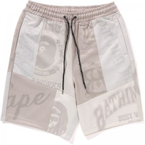 Men Bape Patchwork Basketball Shorts Shorts White USA | BQ4618068