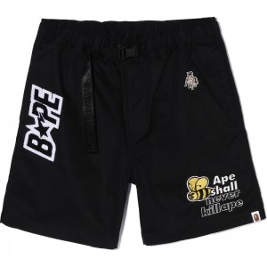 Men Bape Patchwork Easy Shorts Shorts Black USA | EI7647167