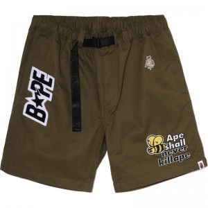 Men Bape Patchwork Easy Shorts Shorts Olivedrab USA | NN8923893