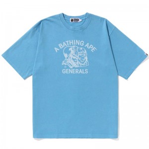 Men Bape Pigment Dyed General Relaxed Fit Tee Cut And Sewn Sax USA | UY0956596