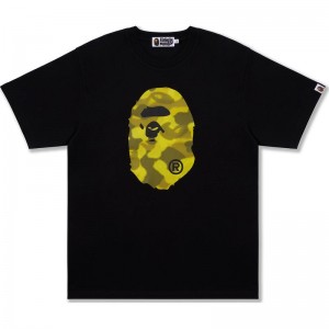 Men Bape Radiation Camo Big Ape Head Tee Cut And Sewn Black USA | ED7011501