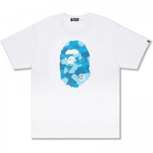 Men Bape Radiation Camo Big Ape Head Tee Cut And Sewn White USA | MT0346736