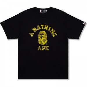 Men Bape Radiation Camo College Tee Cut And Sewn Black USA | YK6816486