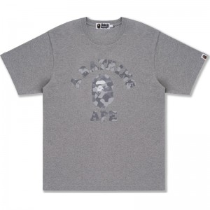 Men Bape Radiation Camo College Tee Cut And Sewn Grey USA | JH4340830