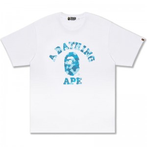 Men Bape Radiation Camo College Tee Cut And Sewn White USA | ZO2517257