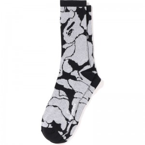 Men Bape Reflective Camo Socks Socks Black USA | YV1102612