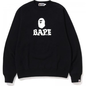 Men Bape Relaxed Fit Crewneck Sweatshirts Black USA | PV0485545