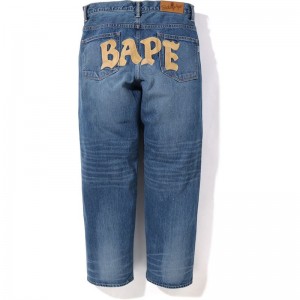 Men Bape Relaxed Fit Denim Pants Pants Indigo USA | WK4657667