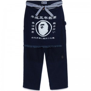 Men Bape Sashiko Painter Apron Pants Pants Indigo USA | HY7661861