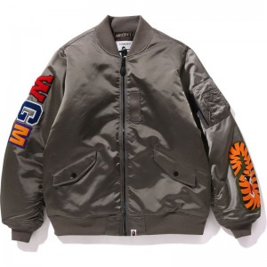 Men Bape Shark Loose Fit Ma-1 Jackets Grey USA | ZF8779579