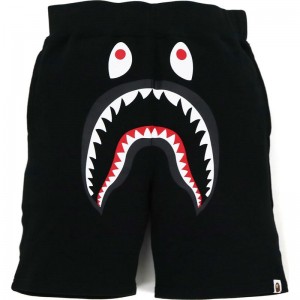 Men Bape Shark Sweat Shorts Shorts Black USA | FF7059409