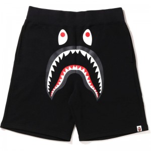 Men Bape Shark Sweat Shorts Shorts Black USA | BL6408148