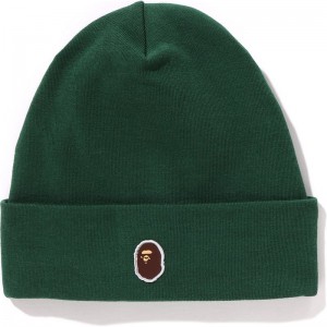 Men Bape Silicon Ape Head Knit Cap Caps Green USA | WN4637567