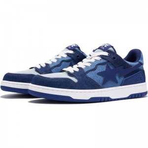 Men Bape Sk8 Sta Denim Sneakers Indigo USA | BP8670660