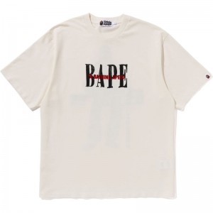 Men Bape Soldier Graphic Tee Cut And Sewn White USA | TW4598358