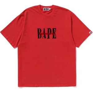 Men Bape Soldier Graphic Tee Cut And Sewn Red USA | LL4728178