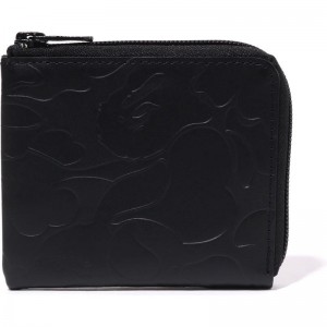 Men Bape Solid Camo Leather Wallet #3 Bags Black USA | IP8344034