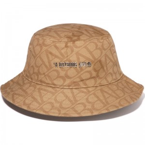 Men Bape Sport Monogram Bucket Hat Caps Beige USA | ON8821081