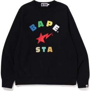 Men Bape Sta Crewneck Sweatshirts Burgundy USA | SD1812882