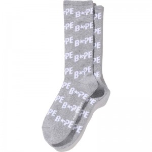 Men Bape Sta Jacquard Socks Socks Gray USA | XI7818588