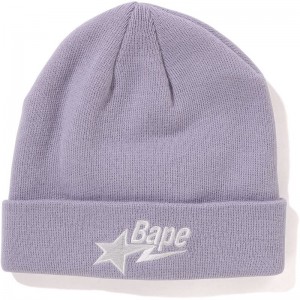 Men Bape Sta Knit Cap Caps Purple USA | NM7177717