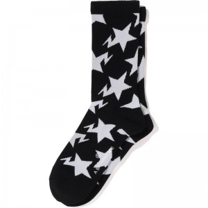 Men Bape Sta Pattern Socks Socks Black USA | RE9402642