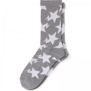 Men Bape Sta Pattern Socks Socks Gray USA | FQ2637167