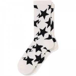 Men Bape Sta Pattern Socks Socks White USA | HB5005605