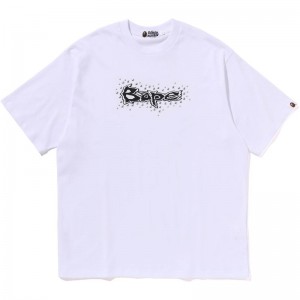 Men Bape Studs Logo Relaxed Fit Tee Cut And Sewn White USA | CM6401541