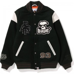 Men Bape Switch Shoulder Varsity Jacket Jackets Green USA | KK8717877