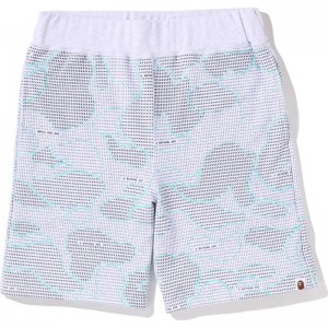 Men Bape Text Code Camo Sweat Shorts Shorts Grey USA | AJ1960490