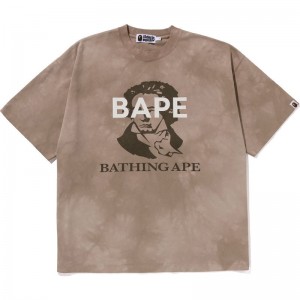 Men Bape Tie Dye Bathing Ape Tee Relaxed Fit Cut And Sewn Beige USA | EN9082002