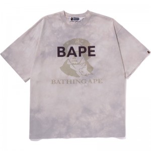 Men Bape Tie Dye Bathing Ape Tee Relaxed Fit Cut And Sewn White USA | ZI9686966