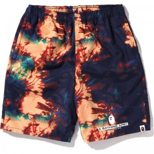 Men Bape Tie Dye Beach Shorts Shorts Navy USA | IF1473443