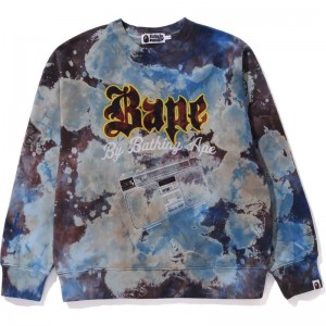 Men Bape Tie Dye Boombox Crewneck Relaxed Fit Sweatshirts Multicolor USA | VX6510350