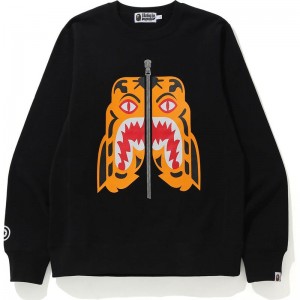 Men Bape Tiger Crewneck Sweatshirts Black USA | MP3425845