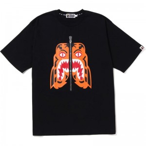 Men Bape Tiger Relaxed Fit Tee Cut And Sewn Black USA | UW4263523