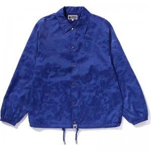 Men Bape Tonal Solid Camo Coach Jacket Jackets Blue USA | TH1858688