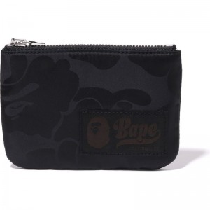 Men Bape Tonal Solid Camo Pouch Bags Black USA | PU0055705