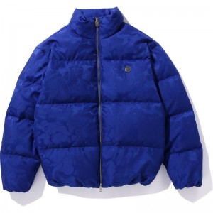 Men Bape Tonal Solid Camo Puffer Down Jacket Jackets Blue USA | OO9407347